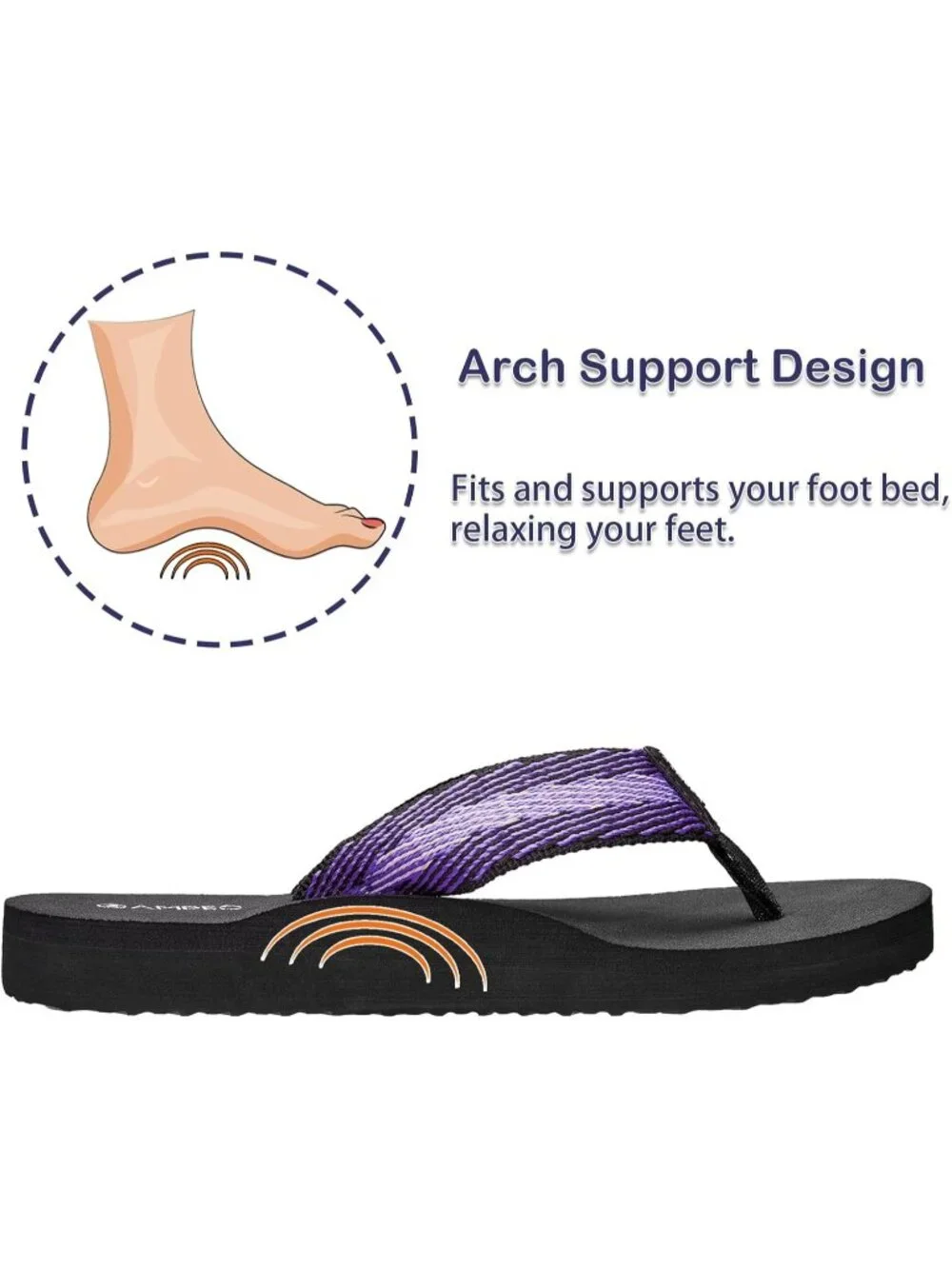 Women's Webbing Purple Comfortable Flip Flops Summer Casual Beach Thong Sandals